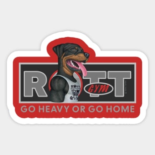 Fun Rottweiler going to Rott Gym in black rectangle Sticker